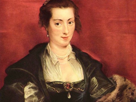 Porträt einer Dame mit Fächer – Peter Paul – Leinwandbild