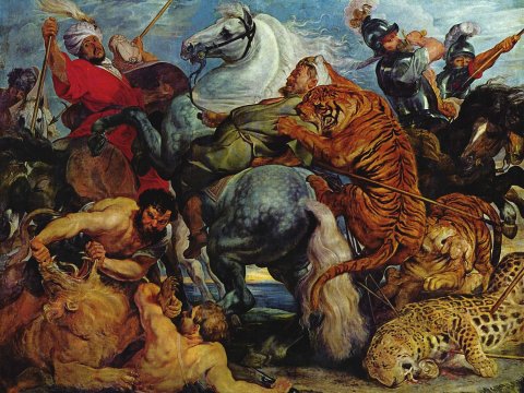 Tigerangriff auf Reiter – Peter Paul Rubens – Leinwandbild