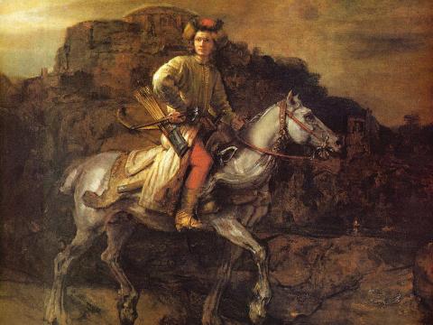 Reiter auf weißem Pferd – Rembrandt van Rijn – Leinwandbild